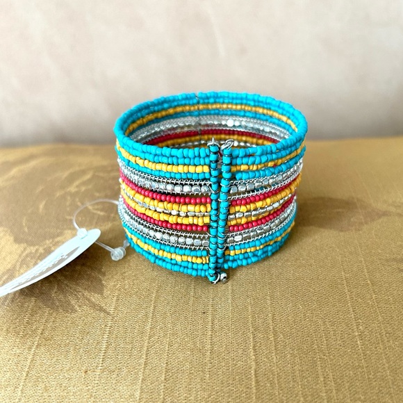 Southwestern Inspired Seed Bead Turquoise Multicolored Cuff Bracelet- Brand New - Picture 6 of 11